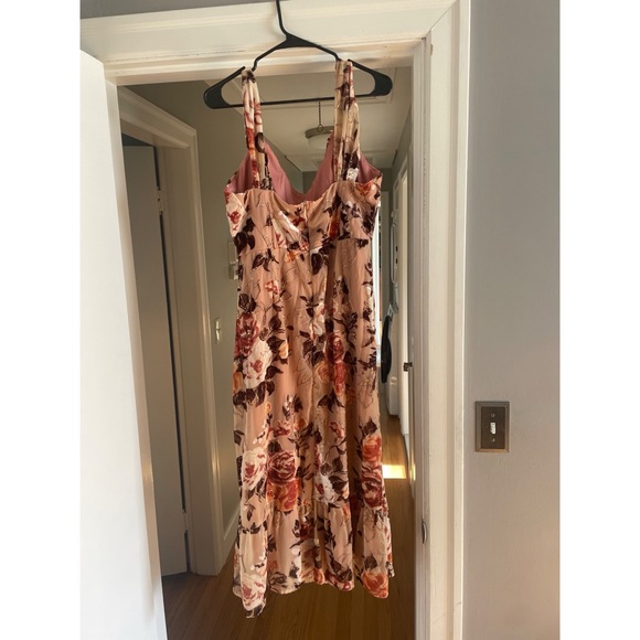 Lulu’s Composed Beauty Blush Pink Burnout Velvet Floral Midi Dress - Picture 6 of 8